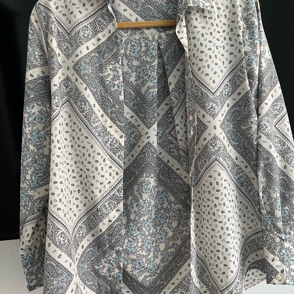 Long sleeve womens button down  bandana print